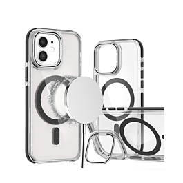 Thin Magnetic Clear Case with Camera Stand Kickstand - BLACK for iPhone 11 (Only Ground Shipping)