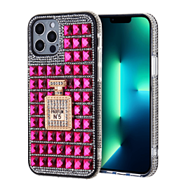 Crystal Stones Case with Perfume Adornment - HOT PINK for iPhone 8P / 7P (Only Ground Shipping)