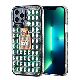 Crystal Stones Case with Perfume Adornment - LIME GREEN for iPhone 7G / 8G / SE 2020 (Only Ground Shipping)