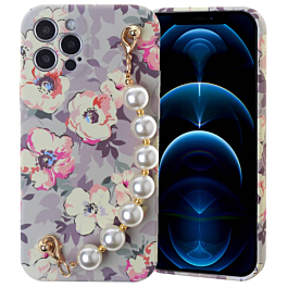 Full Cover Fashion Pearl Bracelet Flowers Design Case - C4 for iPhone 12 Pro Max (Only Ground Shipping)