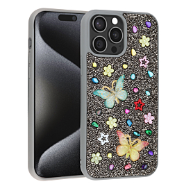 Butterfly Glitter Rhinestone Case - GRAY for iPhone 12 Pro Max (Only Ground Shipping)