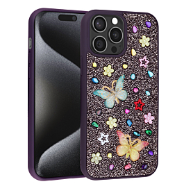 Butterfly Glitter Rhinestone Case - DARK PURPLE for iPhone 12 Pro Max (Only Ground Shipping)
