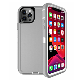 Heavy Duty Case for iPhone 12 Pro Max (GRAY & WHITE) (Only Ground Shipping)