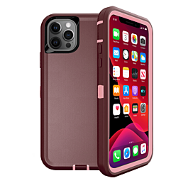 Heavy Duty Case for iPhone 12 Pro Max (MAROON & PINK) (Only Ground Shipping)