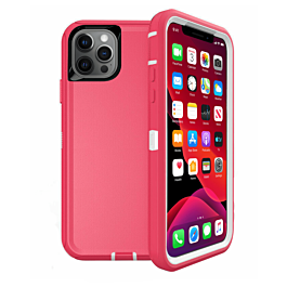 Heavy Duty Case for iPhone 12 Pro Max (HOT PINK & WHITE) (Only Ground Shipping)