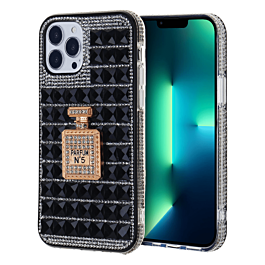 Crystal Stones Case with Perfume Adornment - BLACK for iPhone XR (Only Ground Shipping)