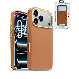 xBase by PowerPeak - Leather Magsafe Case for iPhone 17 Pro - (BROWN) (Only Ground Shipping)