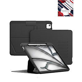 Magnetic Multi-Layers Protective Case with Pen Holder - BLACK for iPad Air 13 2024 / Pro 12.9 (3rd / 4th / 5th / 6th) (Only Ground Shipping)