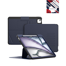 Magnetic Multi-Layers Protective Case with Pen Holder - DARK BLUE for iPad Air 13 2024 / Pro 12.9 (3rd / 4th / 5th / 6th) (Only Ground Shipping)