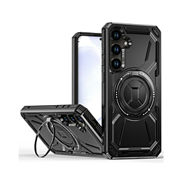 Full-Body Rugged Shockproof Case with Built-in Ring Holder - BLACK for Galaxy A14 4G/5G (Only Ground Shipping)