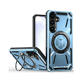 Full-Body Rugged Shockproof Case with Built-in Ring Holder - BLUE for Galaxy A14 4G/5G (Only Ground Shipping)