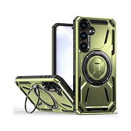 Full-Body Rugged Shockproof Case with Built-in Ring Holder - GREEN for Galaxy A14 4G/5G (Only Ground Shipping)