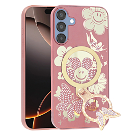Luxury Diamond Shiny Cases with Butterfly Ring Design - ROSE GOLD for Galaxy A15 5G (Only Ground Shipping)