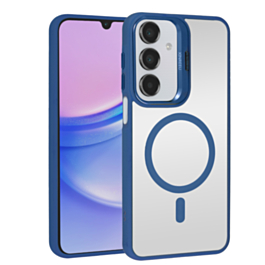Thin Magnetic Clear Case with Camera Stand Kickstand - DARK BLUE for Galaxy A15 (Only Ground Shipping)