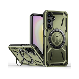 Full-Body Rugged Shockproof Case with Built-in Ring Holder - GREEN for Galaxy A15 (Only Ground Shipping)