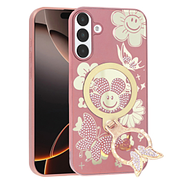 Luxury Diamond Shiny Cases with Butterfly Ring Design - ROSE GOLD for Galaxy A16 5G (Only Ground Shipping)