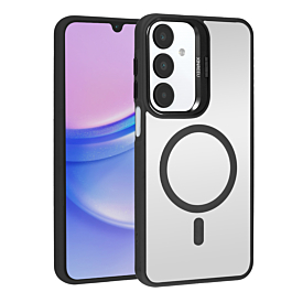 Thin Magnetic Clear Case with Camera Stand Kickstand - BLACK for Galaxy A16 (Only Ground Shipping)
