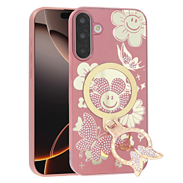 Luxury Diamond Shiny Cases with Butterfly Ring Design - ROSE GOLD for Galaxy A17 (Only Ground Shipping)