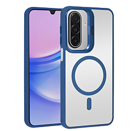 Thin Magnetic Clear Case with Camera Stand Kickstand - DARK BLUE for Galaxy A17 (Only Ground Shipping)