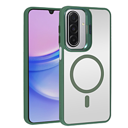 Thin Magnetic Clear Case with Camera Stand Kickstand - DARK GREEN for Galaxy A17 (Only Ground Shipping)