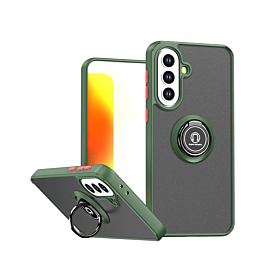 Galaxy A37  Hard PC Rear / Soft TPU Colorful Border Case with I-ring Holder - NAVY GREEN (Only Ground Shipping)