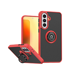 Galaxy A37  Hard PC Rear / Soft TPU Colorful Border Case with I-ring Holder -RED (Only Ground Shipping)