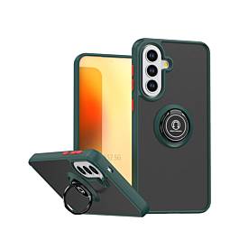 Galaxy A57 Hard PC Rear / Soft TPU Colorful Border Case with I-ring Holder - DARK GREEN (Only Ground Shipping)
