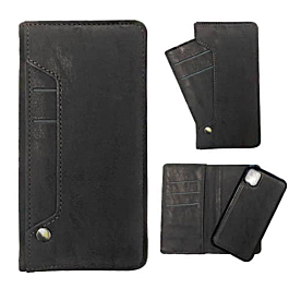 Genuine Leather Magnetic Wallet Case with Credit Card Slot - BLACK for iPhone 11 Pro Max (Only Ground Shipping)