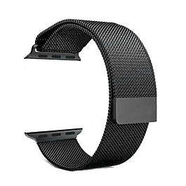 iWatch (42/44/45/49mm) Milanese Stainless Steel Band - BLACK (Only Ground Shipping)