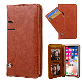 Luxury Leather Wallet Case with Credit Card Slot - BROWN for iPhone 11 Pro Max (Only Ground Shipping)
