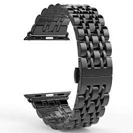 iWatch (42/44/45/49mm) Butterfly Buckle Stainless Steel Wrist Band - BLACK (Only Ground Shipping)