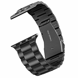 iWatch (42/44/45/49mm) Butterfly Buckle Stainless Steel Wrist Band - BLACK (Only Ground Shipping)