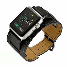 iWatch (38/40/41mm) Leather Bracelet - BLACK (Only Ground Shipping)