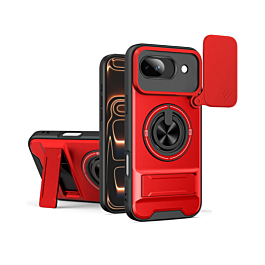 Shockproof Mag Safe Slide Lens Case with Ring Holder - BLACK for Google Pixel 10A (Only Ground Shipping)