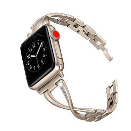 iWatch (42/44/45/49mm) Bling Crystals Metal Bracelet Band Strap - GOLD (Only Ground Shipping)