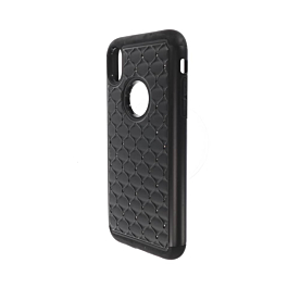 Diamond Rhinestone Dual Layer Hybrid Case - BLACK for iPhone XR (Only Ground Shipping)