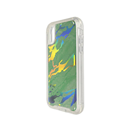 Marble Design Clear Bumper TPU Case - TEAL for iPhone XR (Only Ground Shipping)
