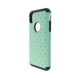 Diamond Rhinestone Dual Layer Hybrid Case - TEAL for iPhone XR (Only Ground Shipping)