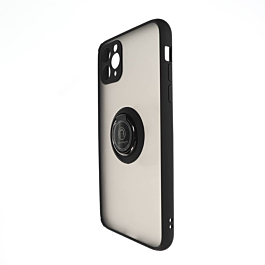 Hard PC Rear / Soft TPU Colorful Border Case with I-ring Holder - BLACK for iPhone 11 Pro Max (Only Ground Shipping)