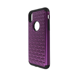 Diamond Rhinestone Dual Layer Hybrid Case - PURPLE for iPhone XR (Only Ground Shipping)