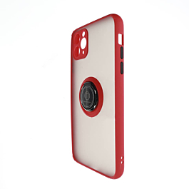 Hard PC Rear / Soft TPU Colorful Border Case with I-ring Holder - RED for iPhone 11 Pro Max (Only Ground Shipping)