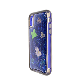Flowers Heavy Duty Shockproof Case - BLUE for iPhone XR (Only Ground Shipping)