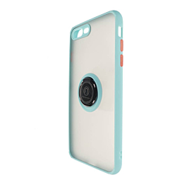 Hard PC Rear / Soft TPU Colorful Border Case with I-ring Holder - LIGHT BLUE for iPhone 7G / 8G / SE 2020 (Only Ground Shipping)