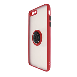 Hard PC Rear / Soft TPU Colorful Border Case with I-ring Holder - RED for iPhone 8P / 7P (Only Ground Shipping)