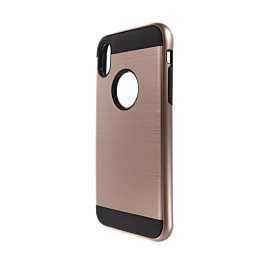 Hybrid Metal Brushed Shockproof Case Cover - ROSE GOLD for iPhone XR (Only Ground Shipping)