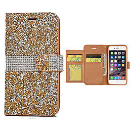 Diamond Crystal Wallet Case - GOLD for iPhone 8P / 7P (Only Ground Shipping)