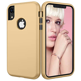 Three Layer Heavy Duty Shockproof Anti-Scratch Protective Case - GOLD for iPhone XR (Only Ground Shipping)