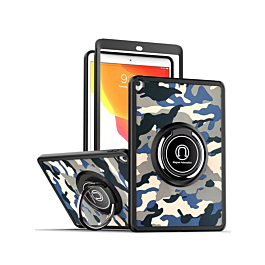 Hard PC Rear / Soft TPU Colorful Border Case with I-ring Holder - CAMO BLACK for iPad 10.2" (7th / 8th / 9th) / Air 3 / Pro 10.5 (Only Ground Shipping)