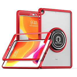 Hard PC Rear / Soft TPU Colorful Border Case with I-ring Holder - RED for iPad 10.2" (7th / 8th / 9th) / Air 3 / Pro 10.5 (Only Ground Shipping)