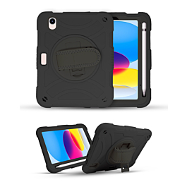 Hand Adjustable Heavy Duty Case with Shoulder Strap - BLACK for iPad 10 2022 (10.9") / iPad 11 (A16) (Only Ground Shipping)